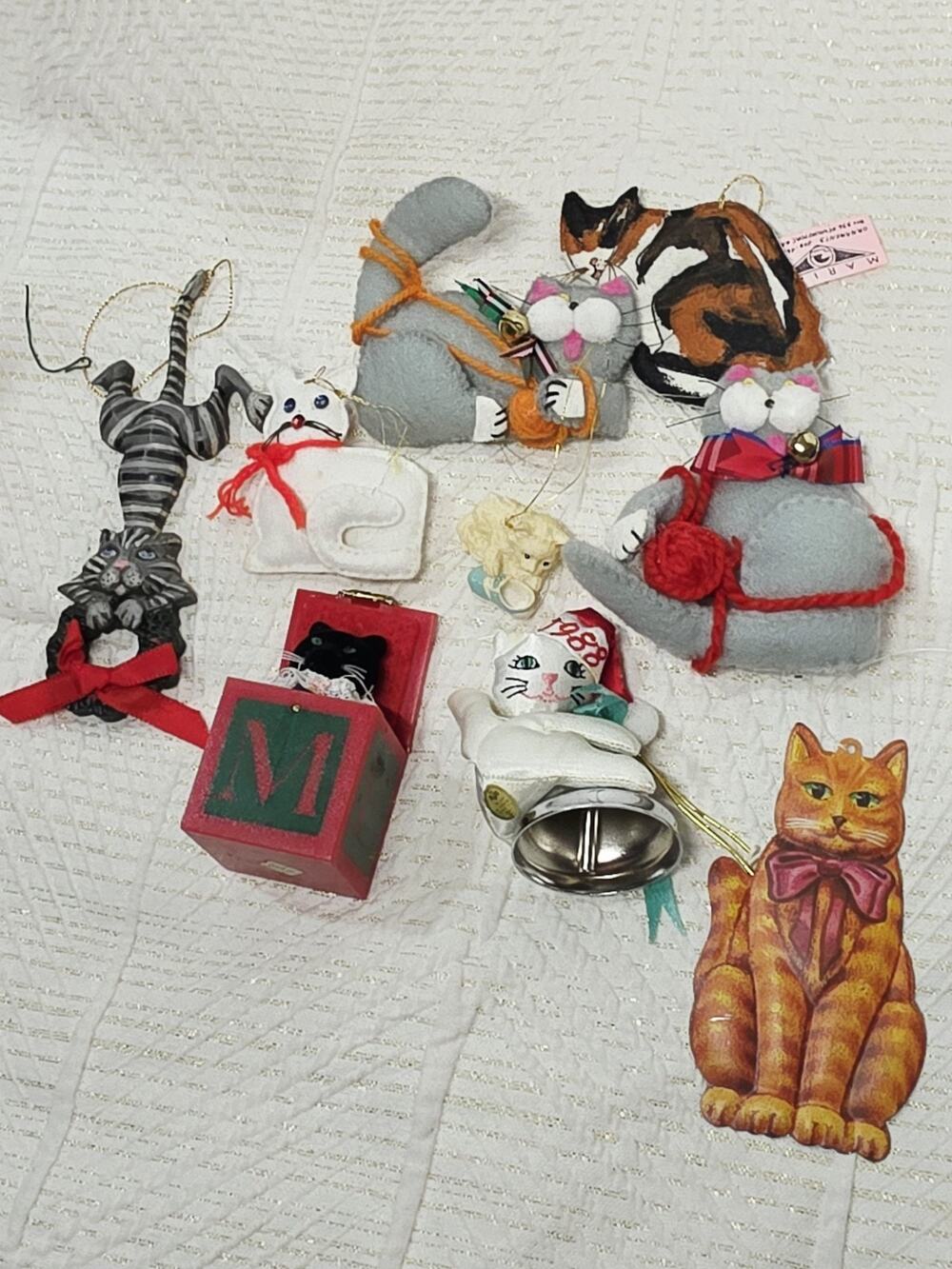 Cat Theme Ornaments LOT of 9~Cat Variety Christmas Holiday Decor
